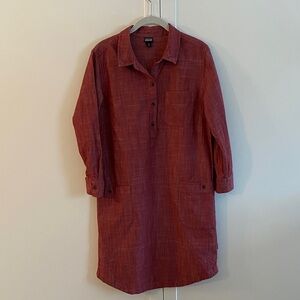 Patagonia Women's Long Sleeve Dress in Brick Red Organic Cotton